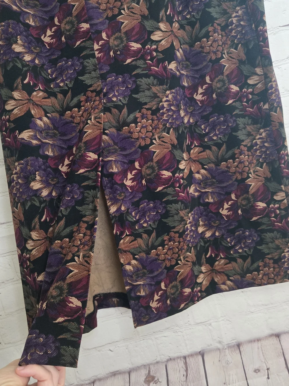 vintage Brigss fall Jewel Tone Floral Skirt Sz 14 Whimsigoth Witchy CottageCore